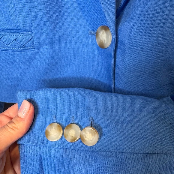 Jason Wu Womens Blue Linen Cropped Blazer Jacket Braided Trim Size Medium‎ - Picture 7 of 10